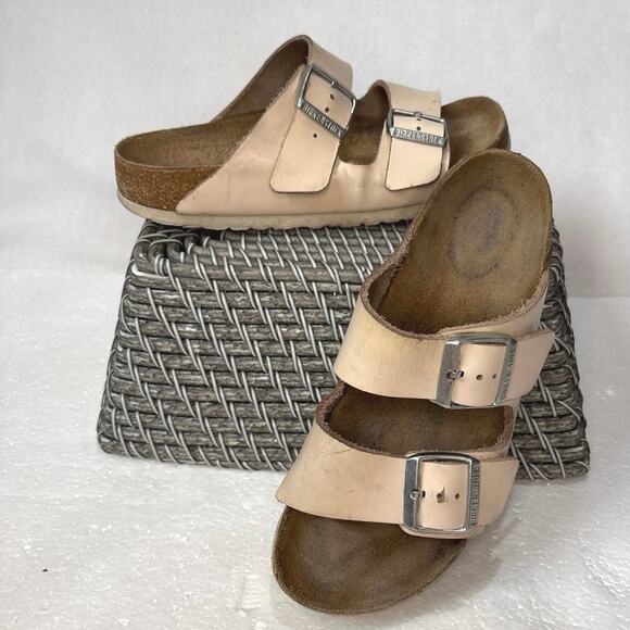 Birkenstock Arizona Pale Pink Leather Slip On  Sandals Size 36 US 5-6 - Picture 1 of 8